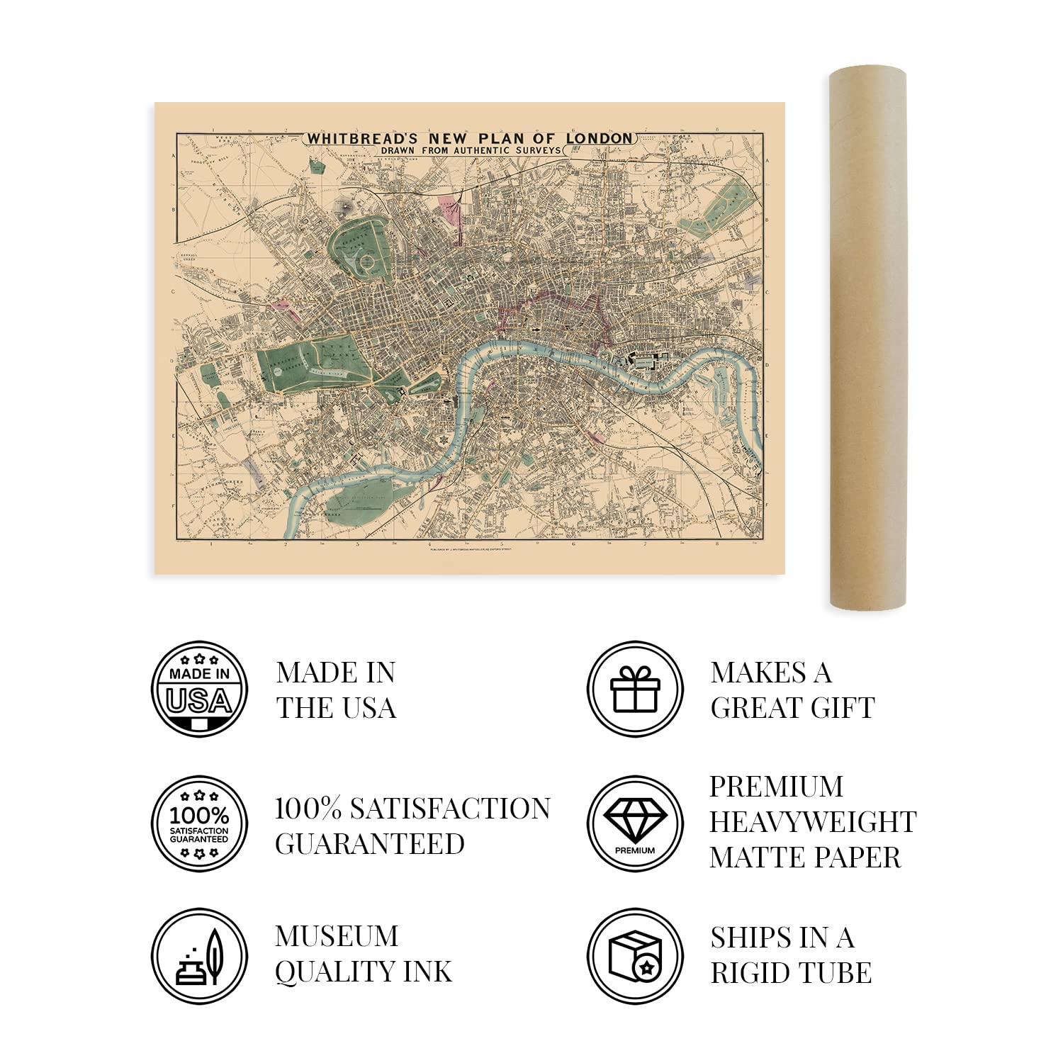 Amazon.co.jp: HISTORIX ロンドン1853年イギリス地図 - 18x24インチ