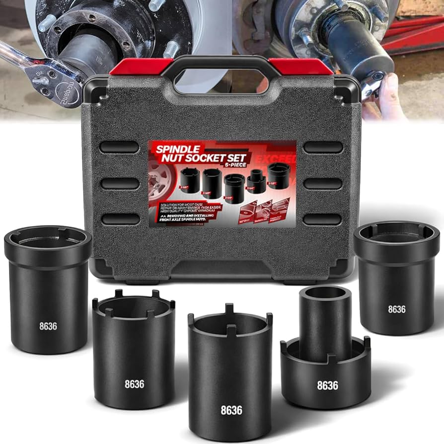 5 Pack Spindle Nut Socket Tool Kit, Axle Hub Lock Nut Socket