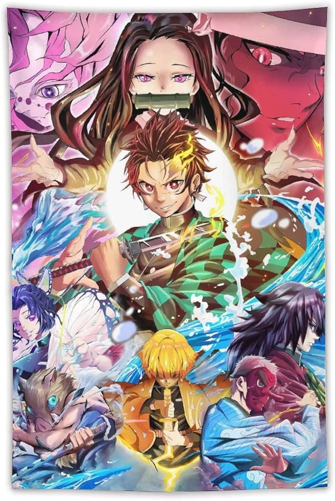 Amazon.co.jp: 鬼滅の刃タペストリー 竈門禰豆子 竈門炭治郎 胡蝶