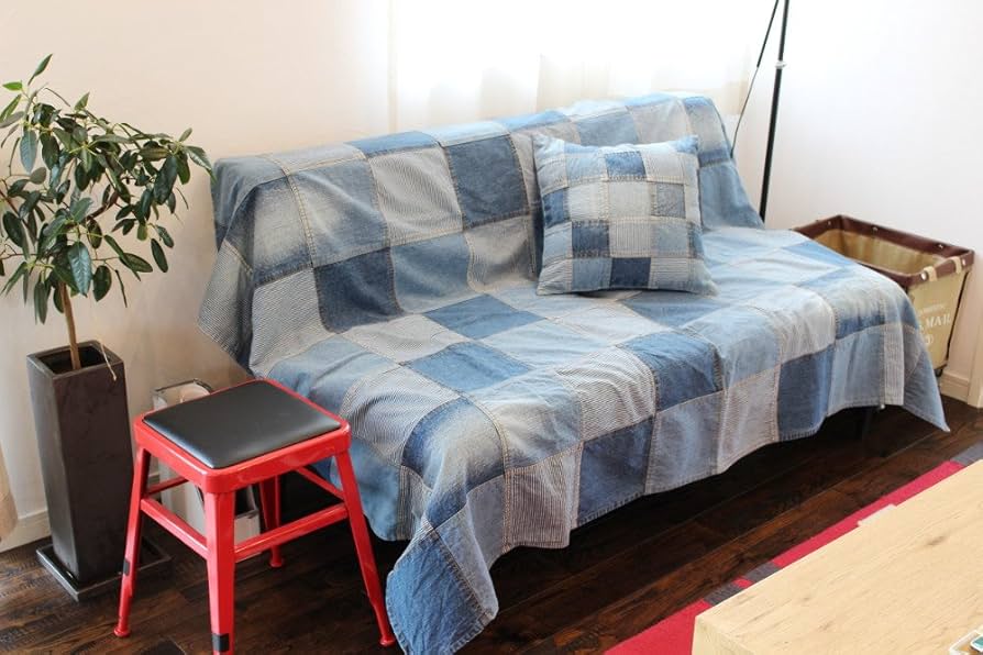 Amazon｜村田屋 マルチカバー 192×136cm パッチワークデニムブロック