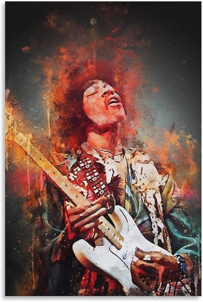 Amazon.co.jp: ジミ・ヘンドリックスキャンバス絵画ポスターギタリスト