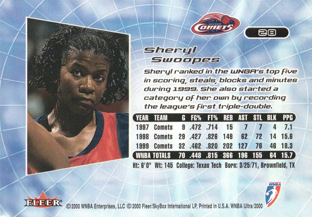 Amazon.com: 2000 Ultra WNBA Basketball #28 Sheryl Swoopes Houston