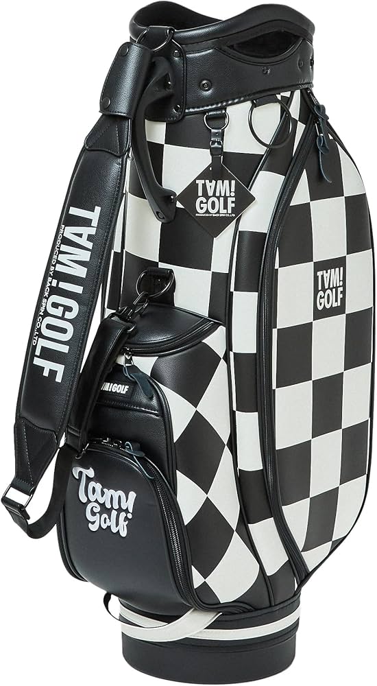 Amazon | TAM!GOLF チェック柄キャディバッグ カートタイプ 9インチ