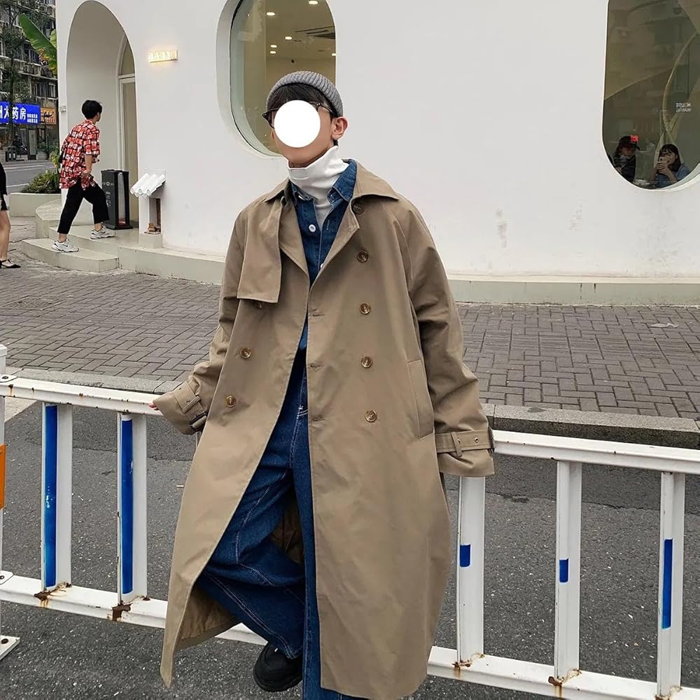 Xingfenly Trench Coats Autumn Men Long Jacket Streetwear Casual
