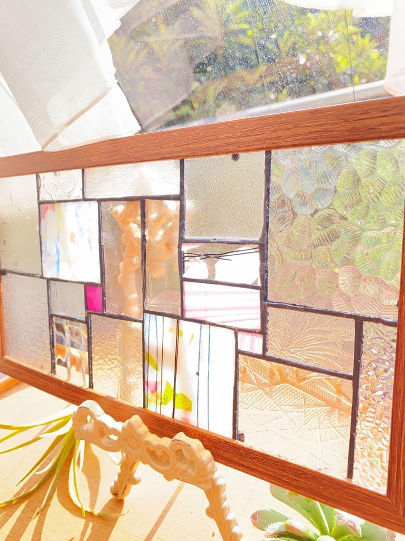 ステンドグラスパネル住宅用ホワイトオーム(1456)篠浦 ステンドグラス