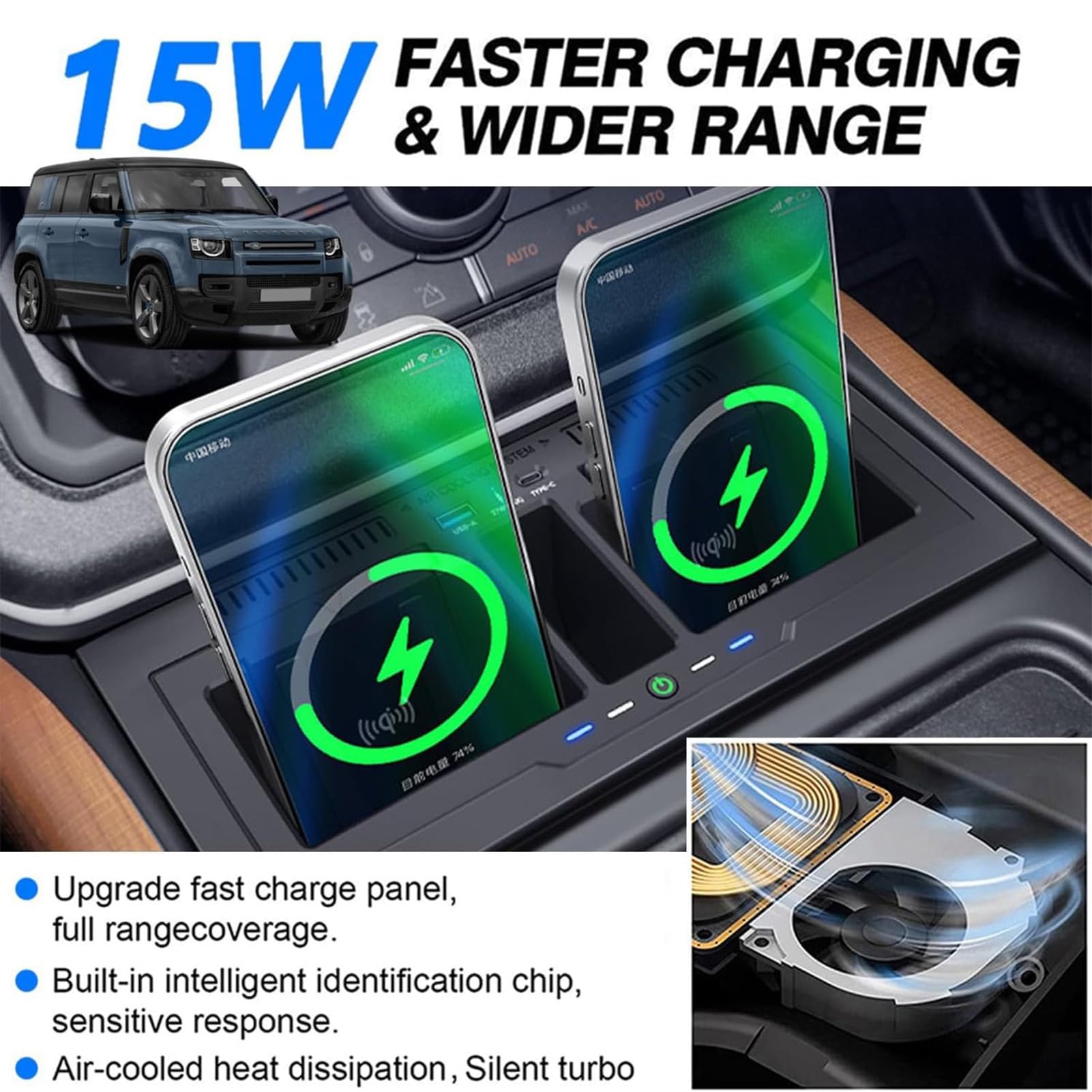 Amazon.co.jp: 車用ワイヤレス充電器 ランドローバー ディフェンダー