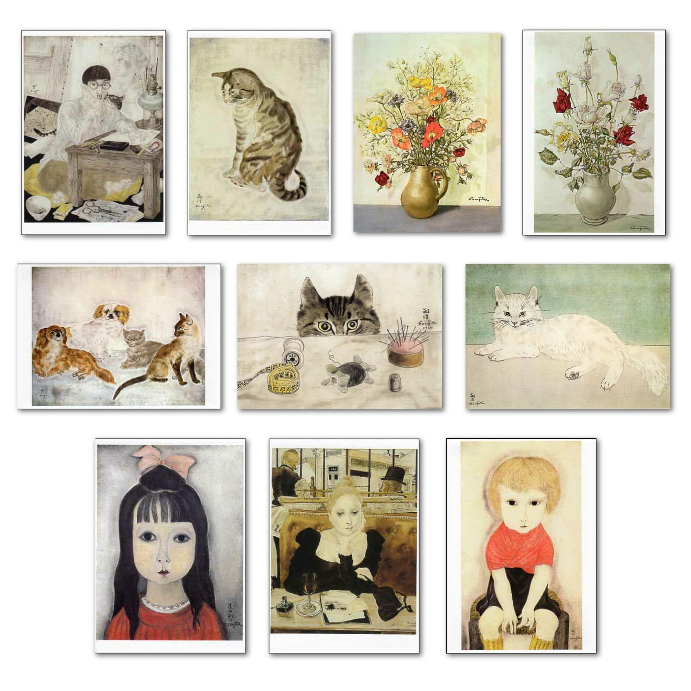Amazon | 【正規輸入品】ポストカード アート10柄セット「藤田嗣治
