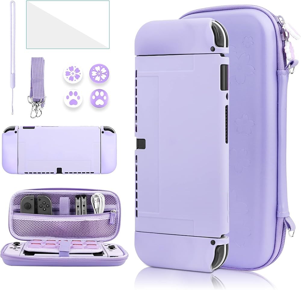 Amazon.com: GLDRAM Purple Sakura Carrying Case for Nintendo Switch