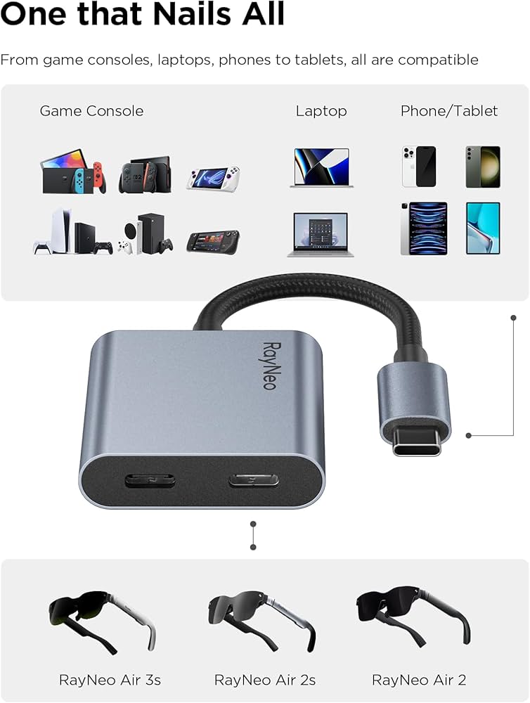 Amazon.com: RayNeo USB-C to Glasses Charging Adapter | Charge