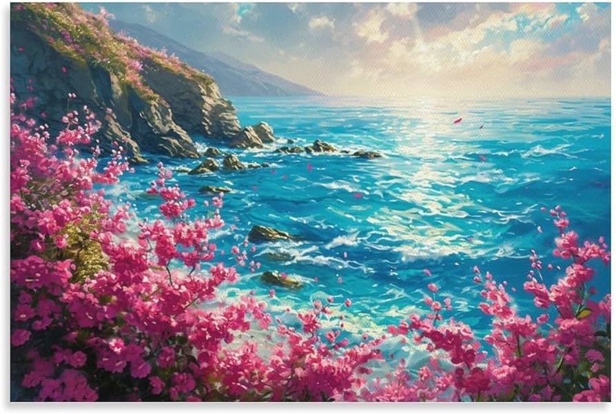 Amazon.co.jp: 絵画 色鮮やかな空と青い水のビーチインテリア 絵画