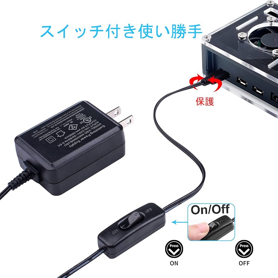 Amazon.co.jp: Smraza Raspberry Pi 4 USB-C (Type C）電源、5V 3A