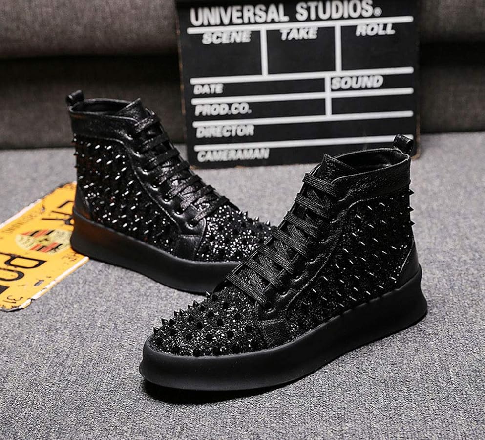 Amazon | [cnstone] スタッズ ハイカット スニーカー メンズ