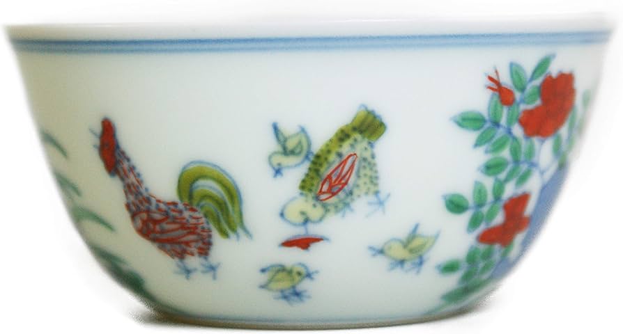 Amazon.co.jp: 景徳鎮 明成化闘彩鶏缸杯 豆彩 チキンカップ : ホーム