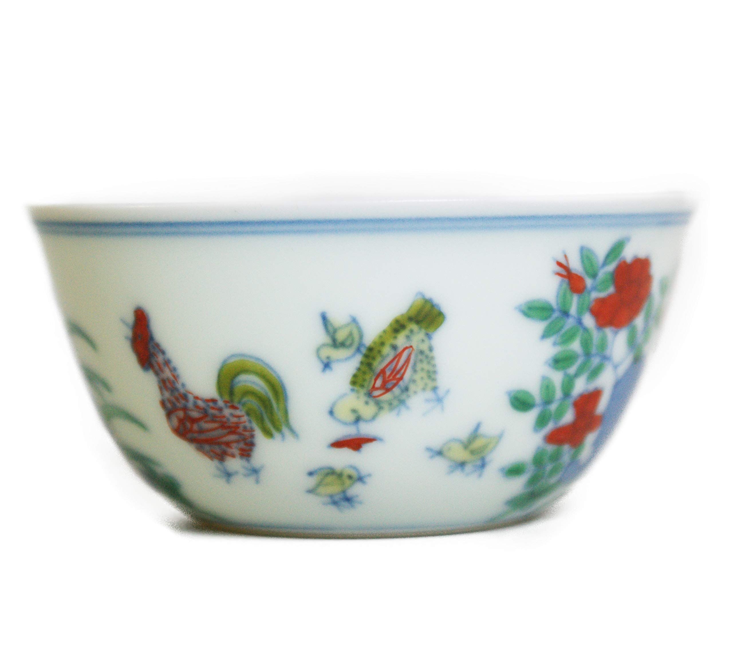 Amazon.co.jp: 景徳鎮 明成化闘彩鶏缸杯 豆彩 チキンカップ : ホーム