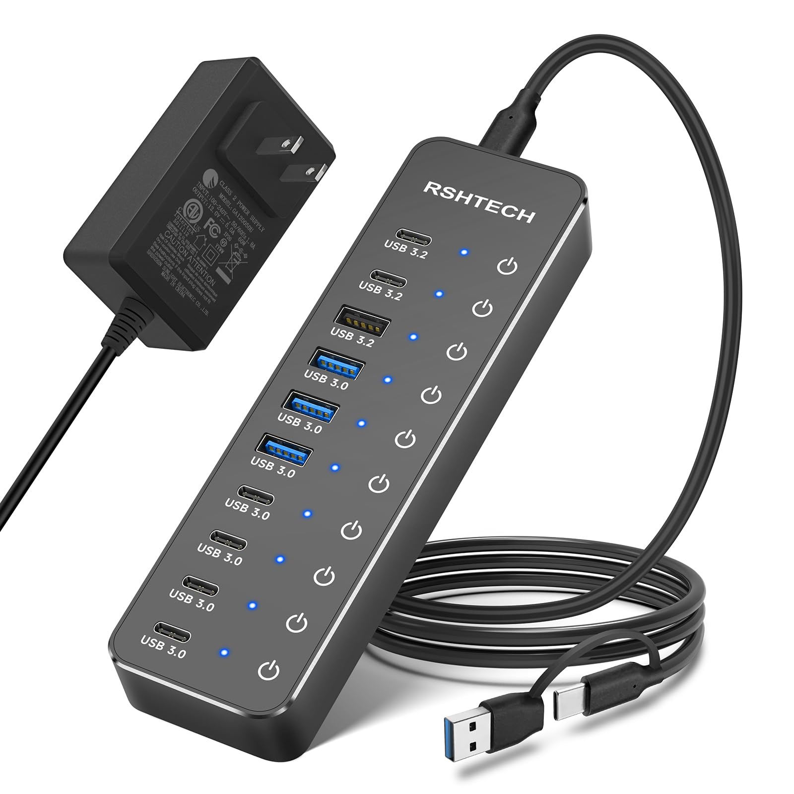 Amazon | USBハブ 電源付き 10ポート拡張 USB-C×6・USB-A×4 高速データ