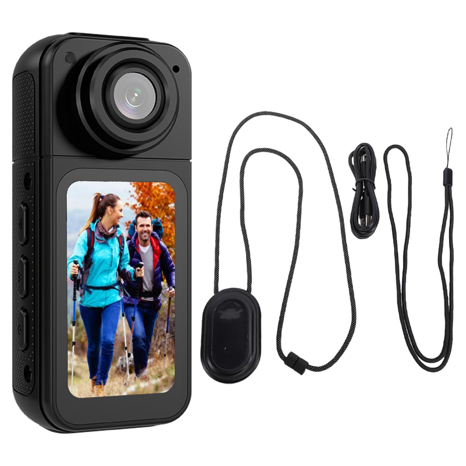 Amazon | ウェアラブルアクションカメラ、2.7k解像度、180°回転レンズ