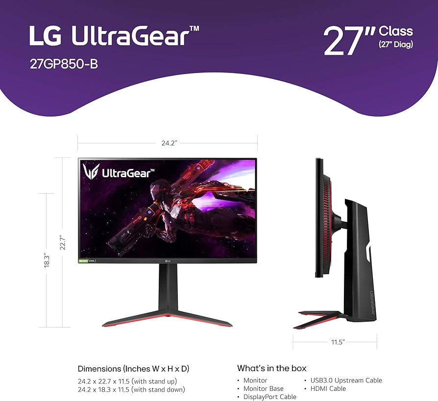 Amazon.com: LG 27GP850-B Ultragear Gaming Monitor 27-Inch QHD