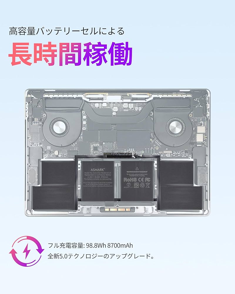 Amazon.co.jp: ASMARK Macbook Pro A2141 バッテリー 交換 適用 16