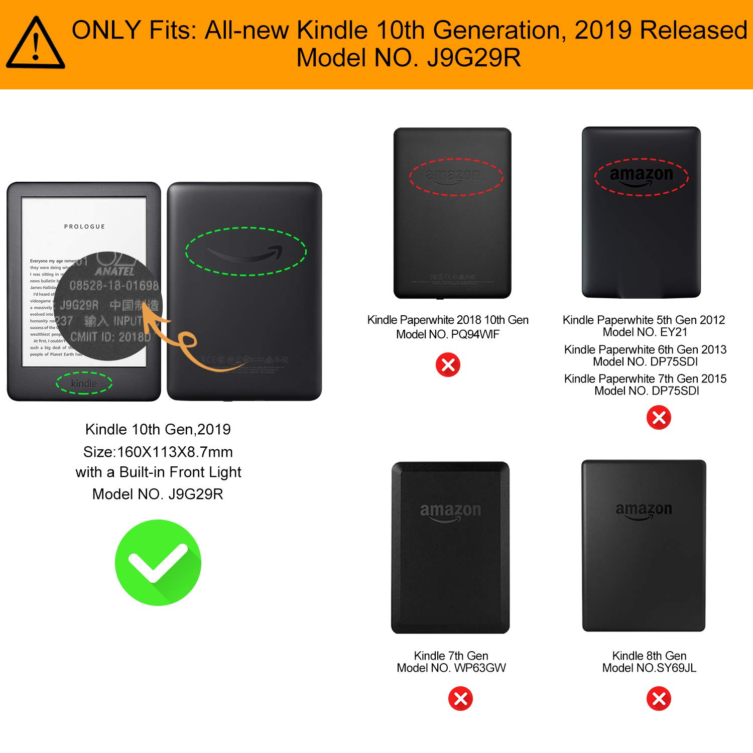 Amazon.com: WALNEW Cover Only for Kindle (Model No. J9G29R) 10th