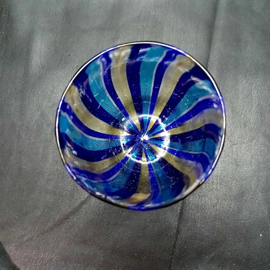 Amazon.co.jp: MURANO ITALY ムラノ ブルー ライン グラス ヴェネチア