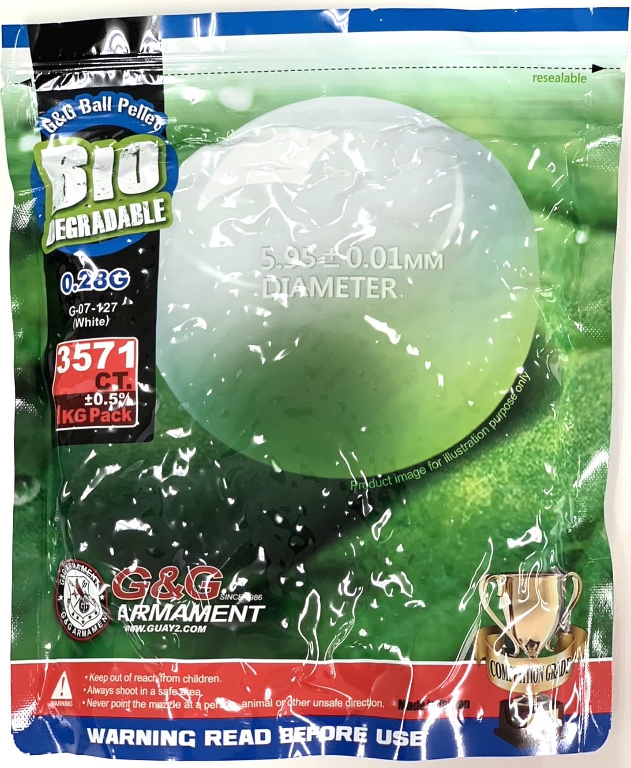 Amazon | G&G ARMAMENT バイオBB弾 0.28g 1KG 3571shot ホワイト G-07