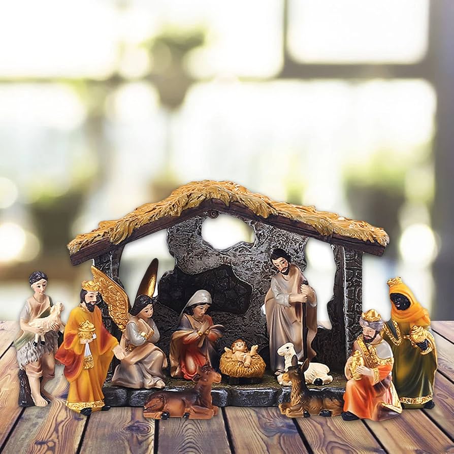 Amazon.co.jp: NC 樹脂の聖なるキリスト降誕の置物イエスの誕生彫刻