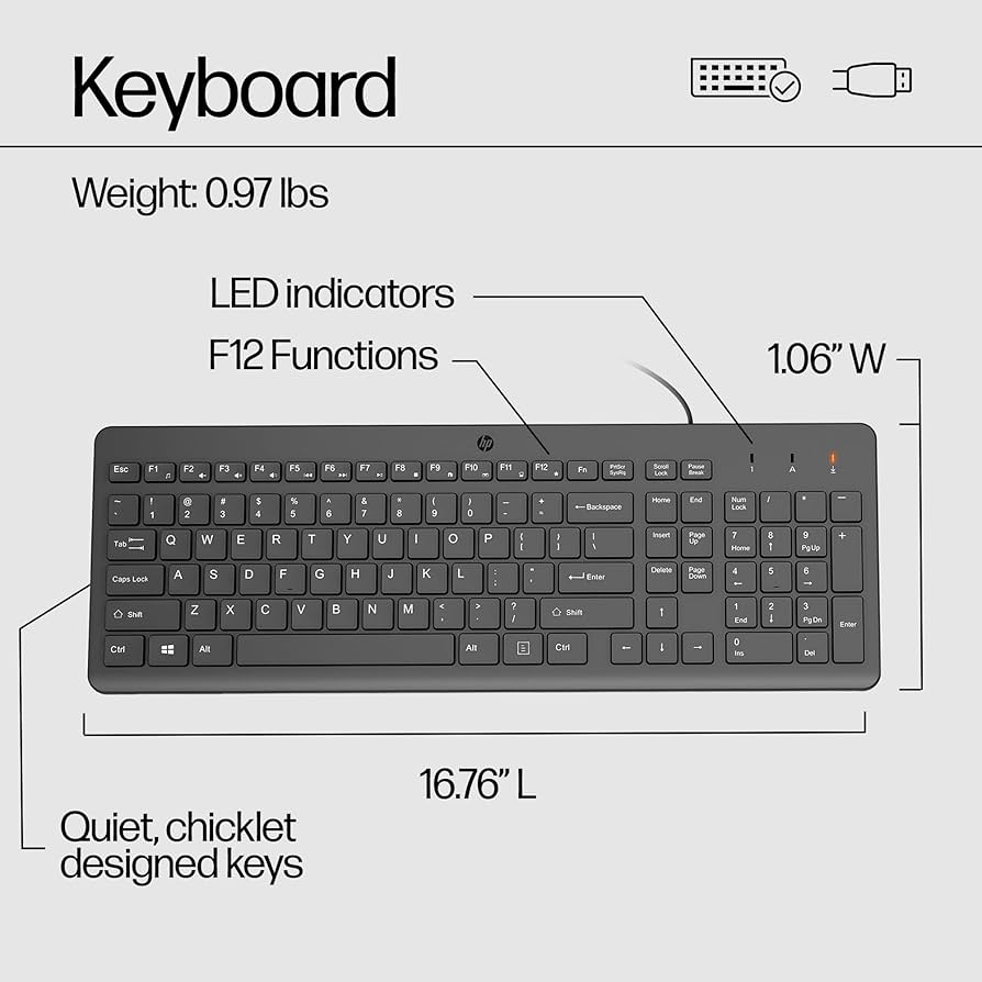 Amazon | HP 150 有線マウスとキーボードコンボ - フルサイズ 薄型