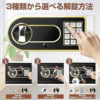 Amazon.co.jp: 金庫 家庭用12.4L 防犯金庫 緊急電池ボックス付き