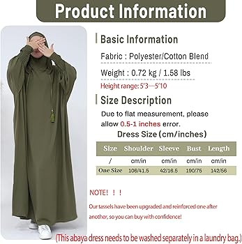 Amazon.com: khalat Muslim Prayer Dress Abaya Solid One-Piece