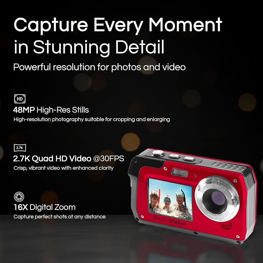 Amazon.com : Minolta MN40WP 48MP Waterproof Digital Camera – Dual