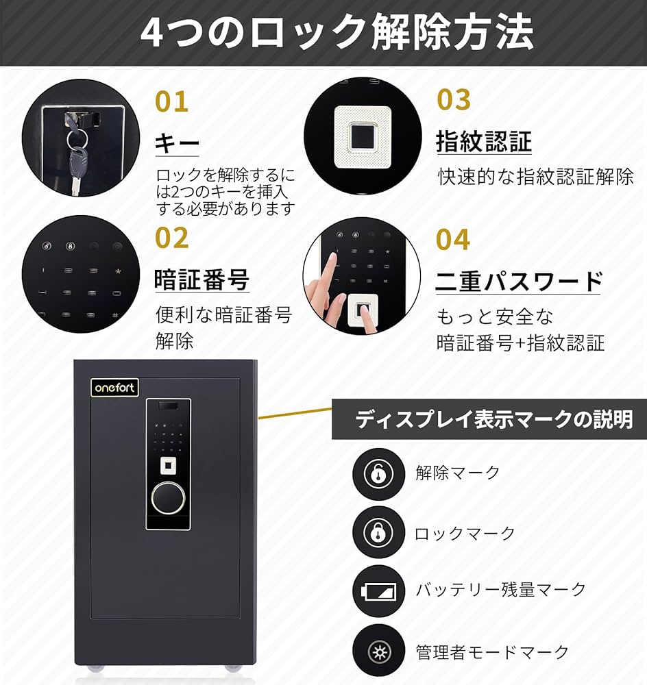 Amazon.co.jp: 金庫超大型 103L 指紋認証 家庭用 4種類解錠 家庭用人気