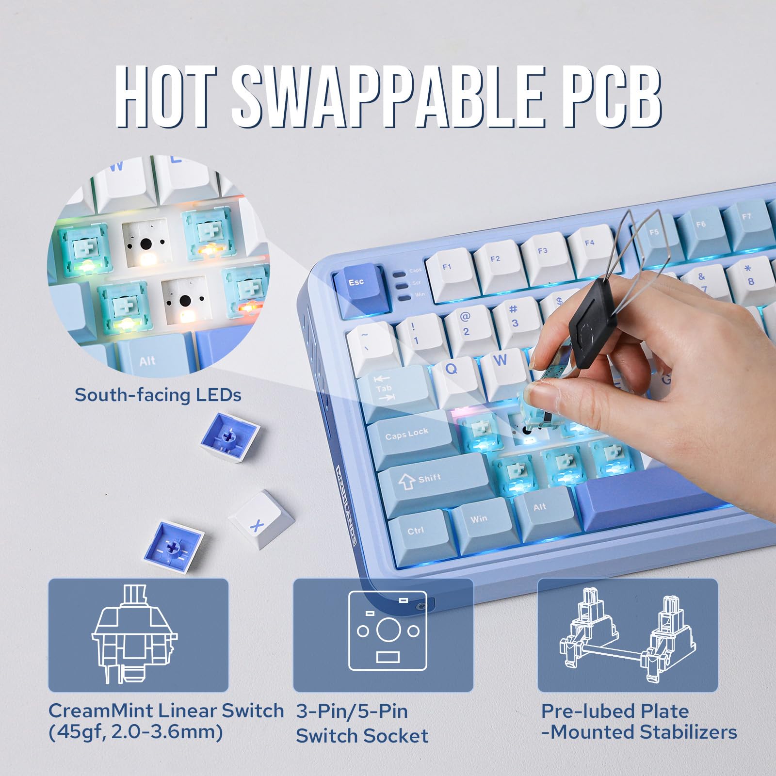 Amazon | 【2024新登場】MechLands Vibe75 75%ワイヤレスゲーミング