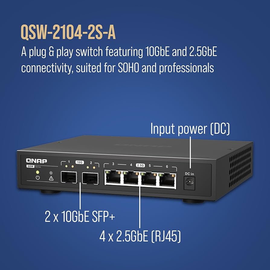 Amazon.com: QNAP QSW-2104-2S-A-US: 2.5GbE RJ45 & 10G SFP+ Plug