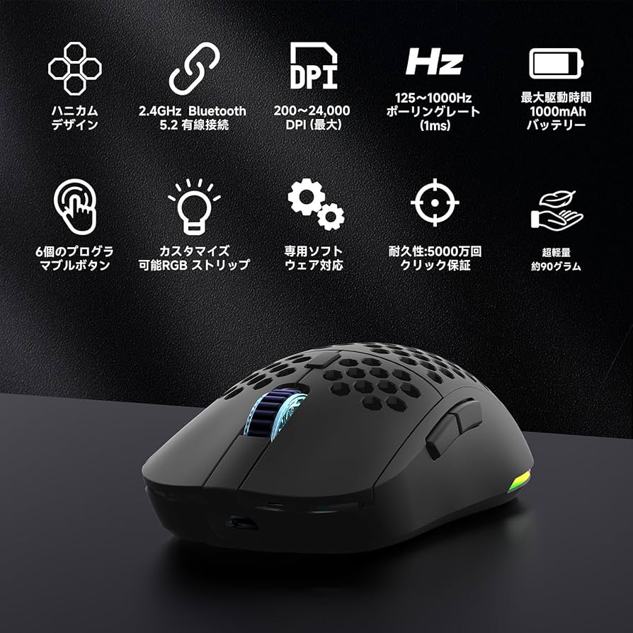 Amazon | DIERYA Falcon M1 ワイヤレスゲーミングマウス 無線 24000DPI