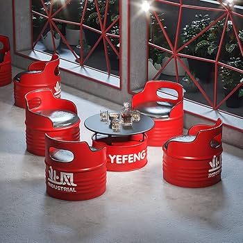 Amazon.co.jp: OLMMT カウンターテーブルチェアセット ドラム缶の