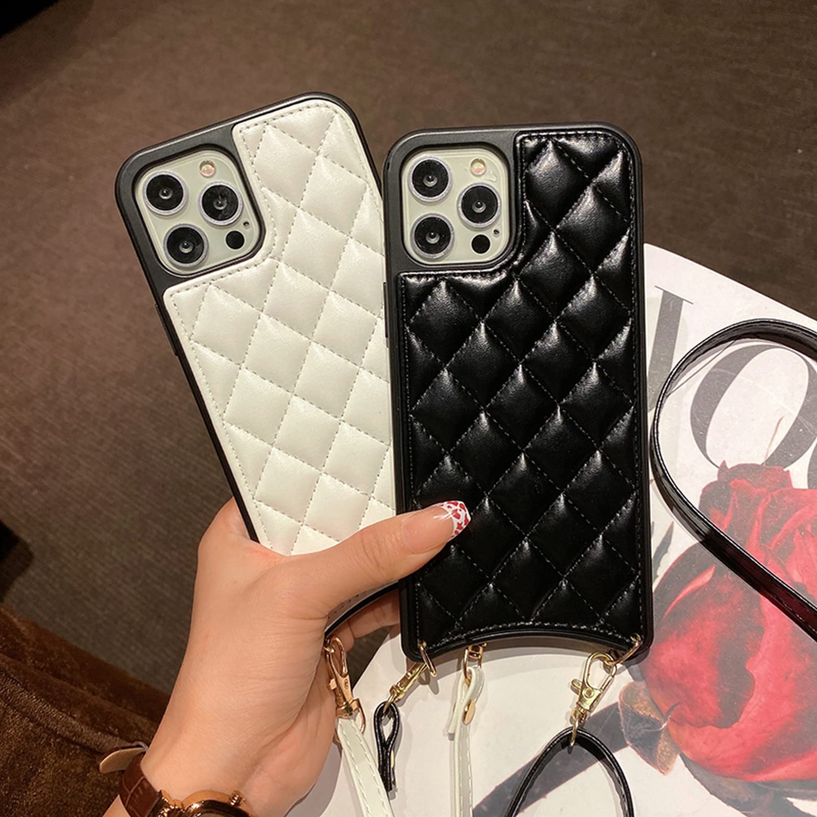 Amazon.co.jp: 高級ブランドの3Dダイヤモンドラティスレザーフォン