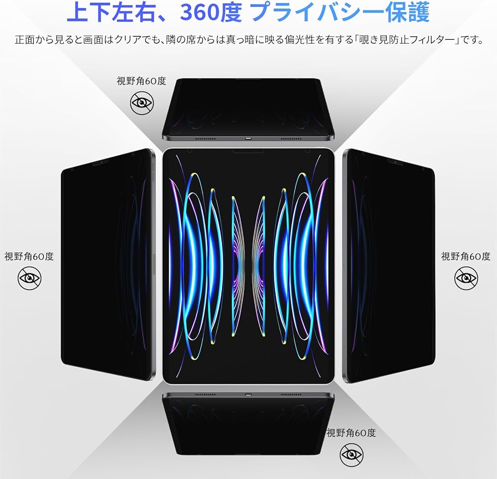 Amazon | 360度 マグネット式 覗き見防止フィルム iPad Pro 11 & iPad
