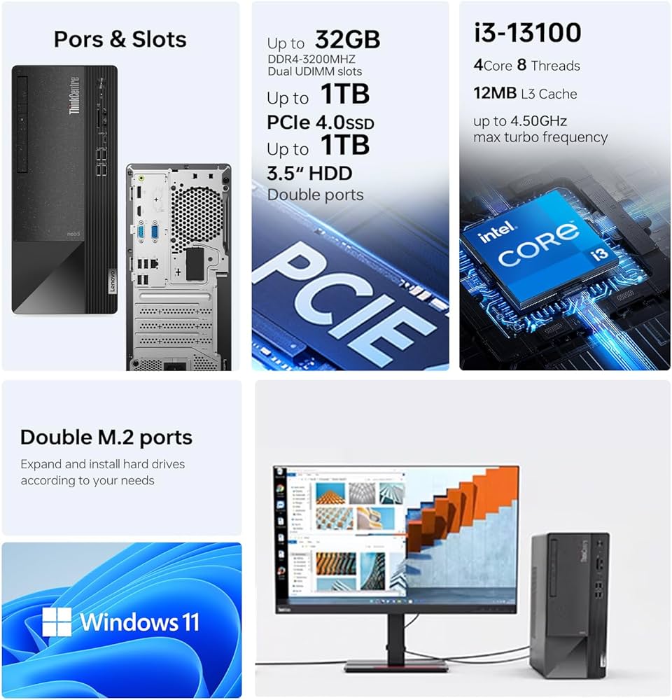 Amazon.co.jp: Lenovo ThinkCentre Neo 50t Tower デスクトップ、第13