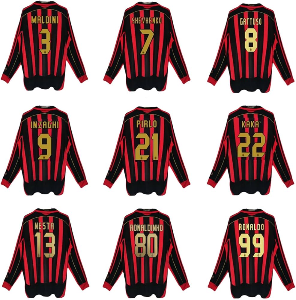 Amazon | 復古版 ACミラン 06-07 サッカー ユニフォーム 3番 9番 22番