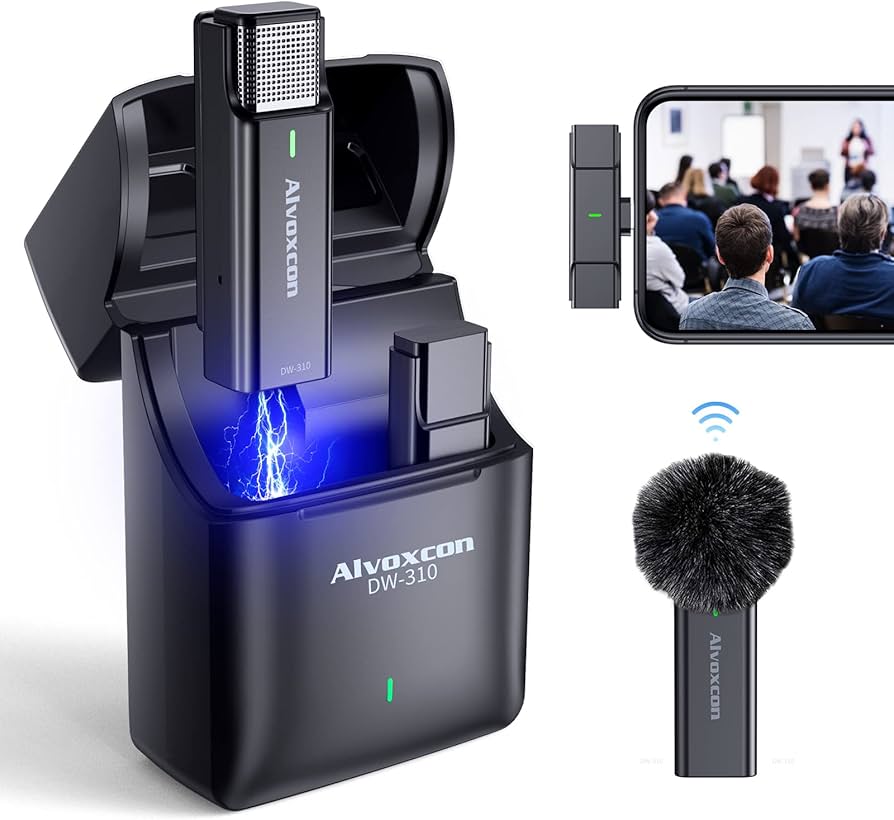Amazon.co.jp: iPhone対応 ワイヤレスピンマイク Alvoxcon｜2.4GHz無線