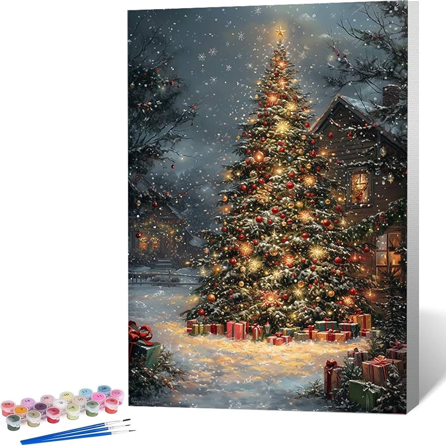 Amazon | paint by numbers 白い雪 数字油絵 塗り絵 手塗り DIY絵