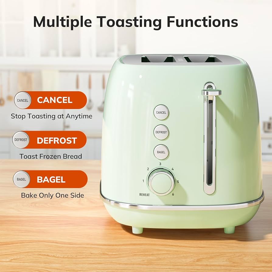 Amazon.com: 2 Slice Stainless Steel Toaster Retro with 6 Bread