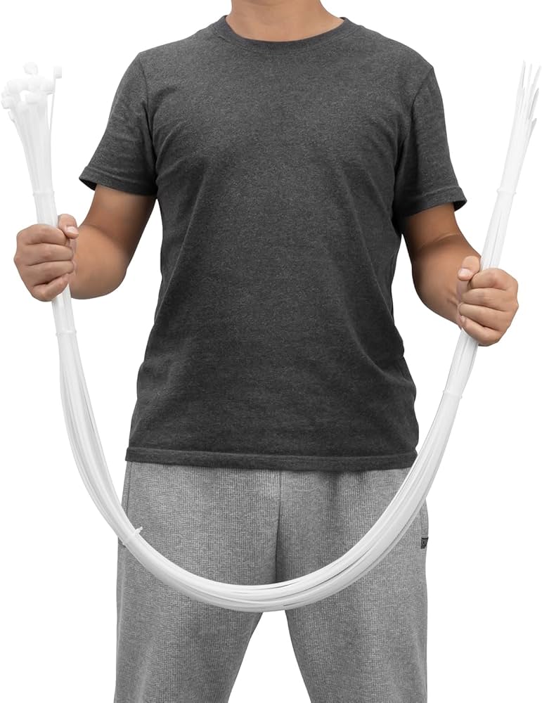 Amazon.com: XINGO 60 inch White Zip Ties Heavy Duty 20 PCS, 200
