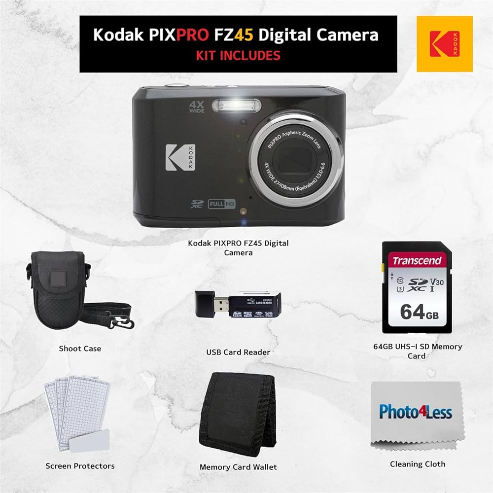 Amazon | Kodak PIXPRO FZ45 デジタルカメラセット ブラックポイント
