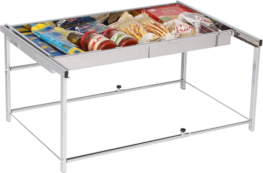 Amazon.co.jp: 川口工器 シンク下 幅伸縮 引き出し ラック ステンレス