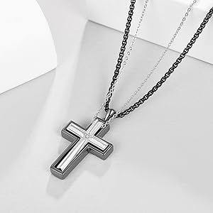 ONEFINITY Cross Couple Necklace Sterling Silver His And Hers
