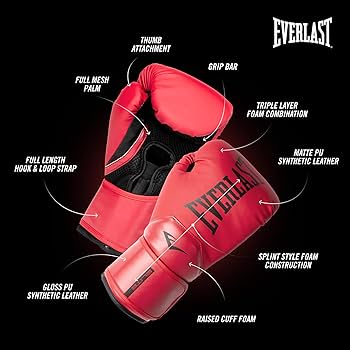 Amazon | Everlast Elite 2 Boxing Gloves (Red, 16oz) | Everlast
