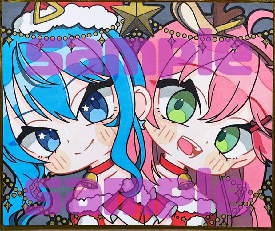 Amazon.co.jp: 手描きイラスト ホロ ライブ 色紙 クリスマス 星街すい