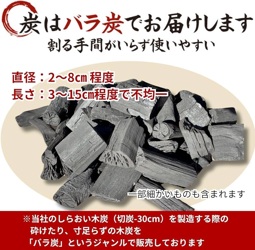 Amazon.co.jp: 大西林業 しらおい木炭6kg（バラ炭）北海道産 黒炭