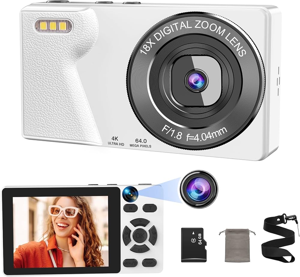 Amazon | 【自撮り機能】QZTCAMERA デジタルカメラ 4K デジカメ 6400万